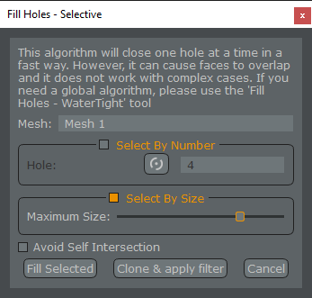 Photogrammetry - Fill Holes Filter