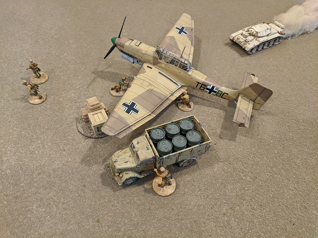 Airfix model Stuka on tabletop