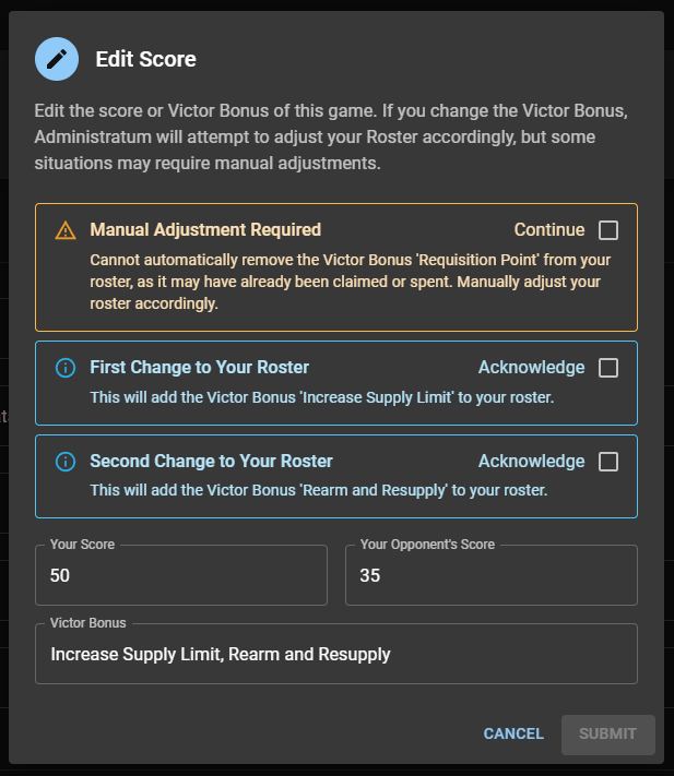 Administratum Editing Score