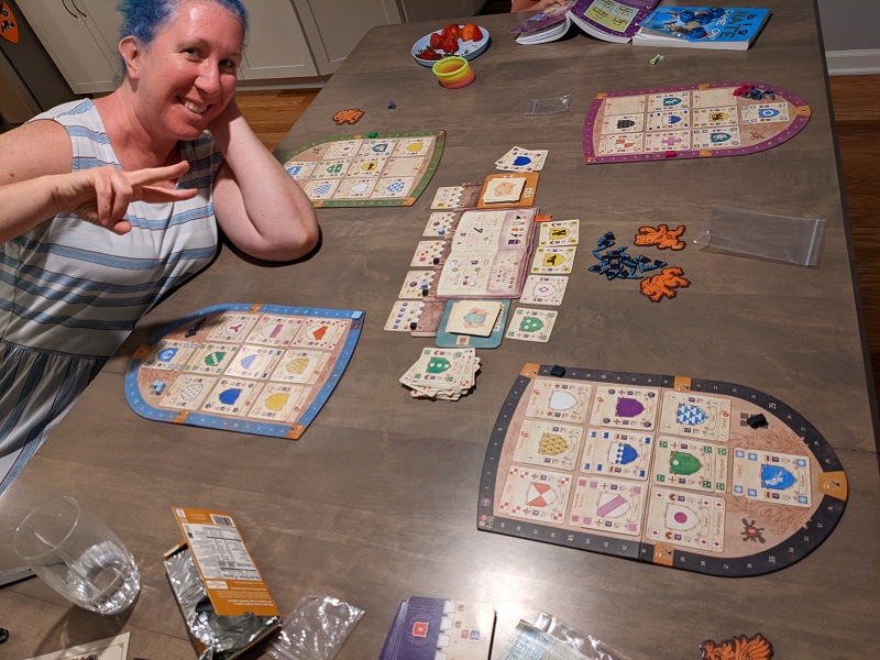 Blazon boardgame at the table