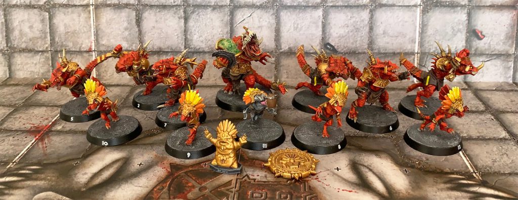 Blood Bowl Lizardmen Team ready to play