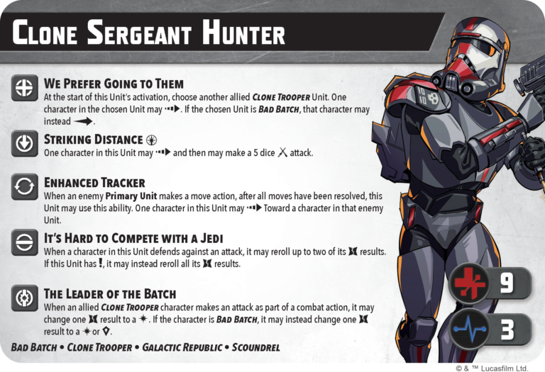 Bad Batch Character Cards. Credit: Atomic Mass Games