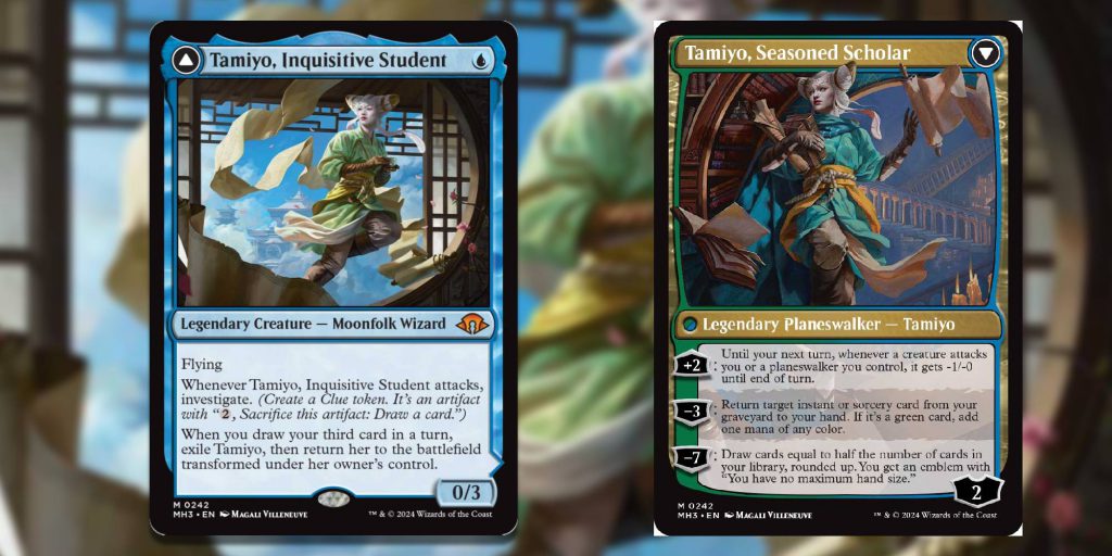 Tamiyo, Inquisitive Student and Tamiyo Seasoned Scholar Modern Horizon 3 Planeswalker card