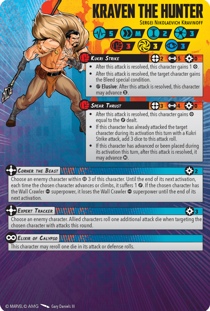 Kraven the Hunuter Marvel Crisis Protocol Stat Card