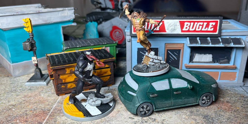 Kraven leaping off a car at Venom in MCP