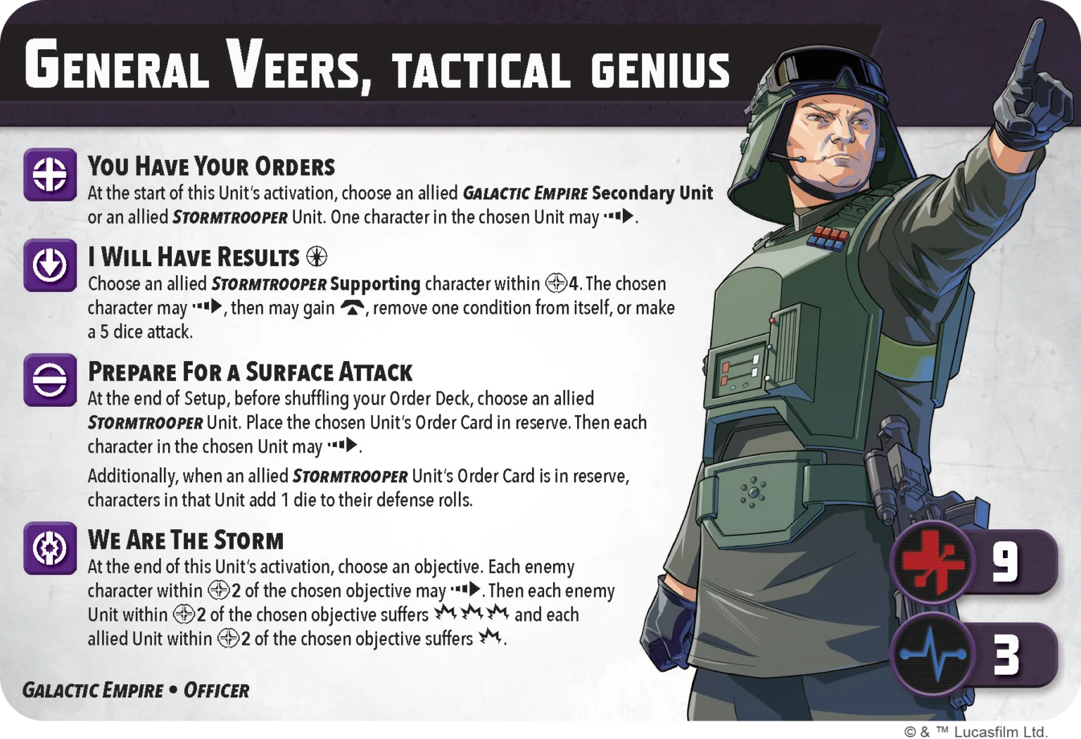 General Veers stat card