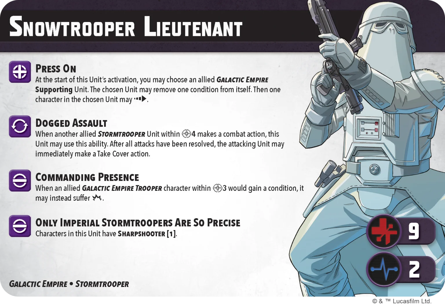 Snowtrooper Lieutenant stat card