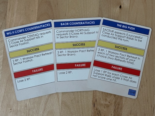Three mission cards for NATO Air Commander