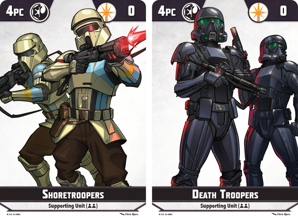 Shoretoopers and Death Troopers unit cards