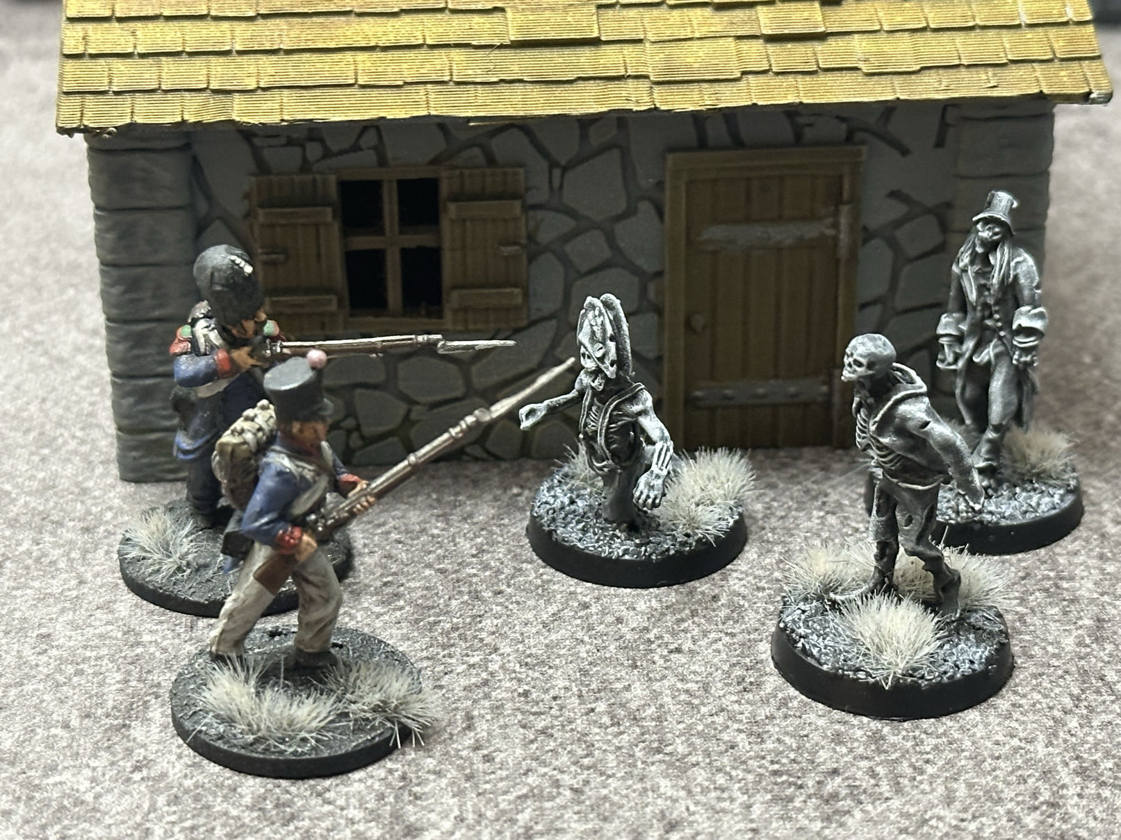 Two French Silver Bayonet figures fight off some Revenants.