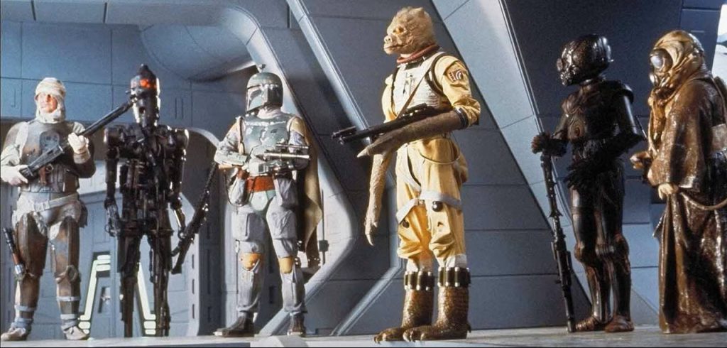 Bounty hunter lineup from The Empire Strikes Back
