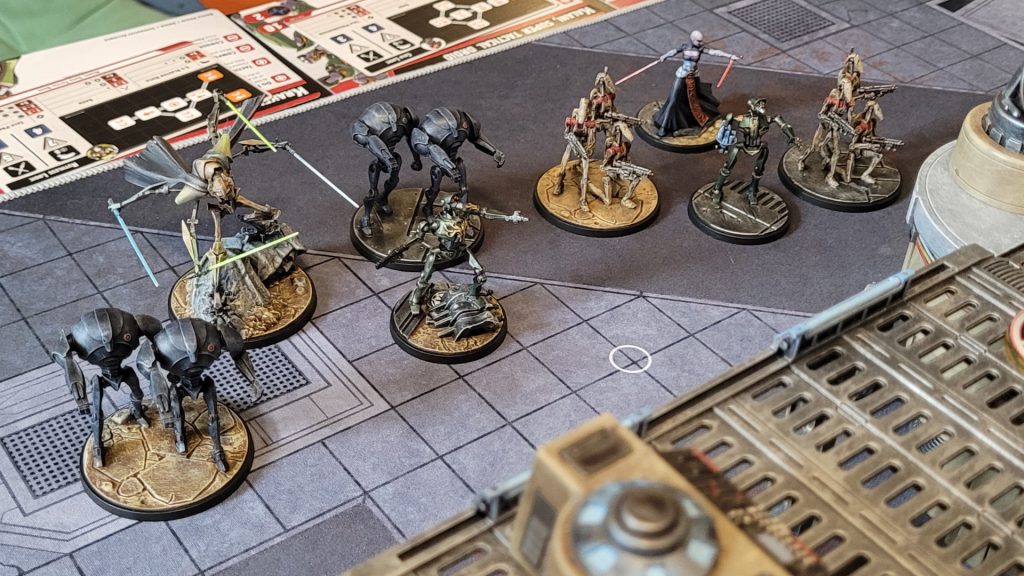 Separatists lined up for a game of Star Wars Shatterpoint