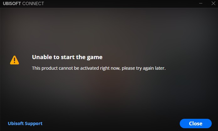 UBISOFT CONNECT ERROR SCREEN