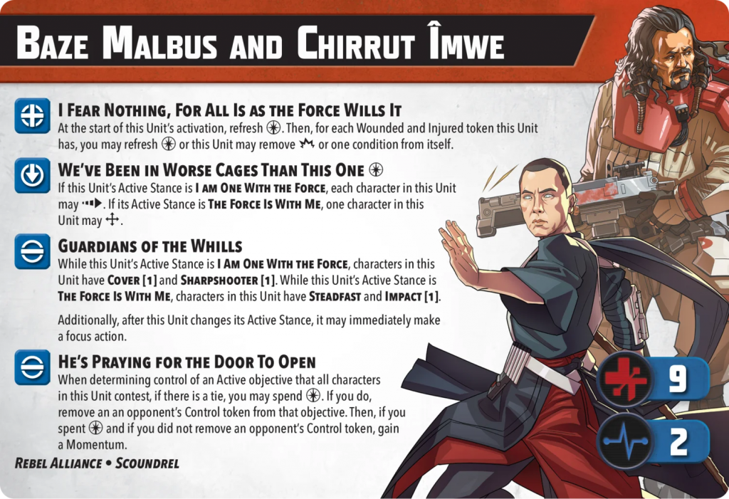 Shatterpoint Baze Malbus and Chirrut Imwe unit card