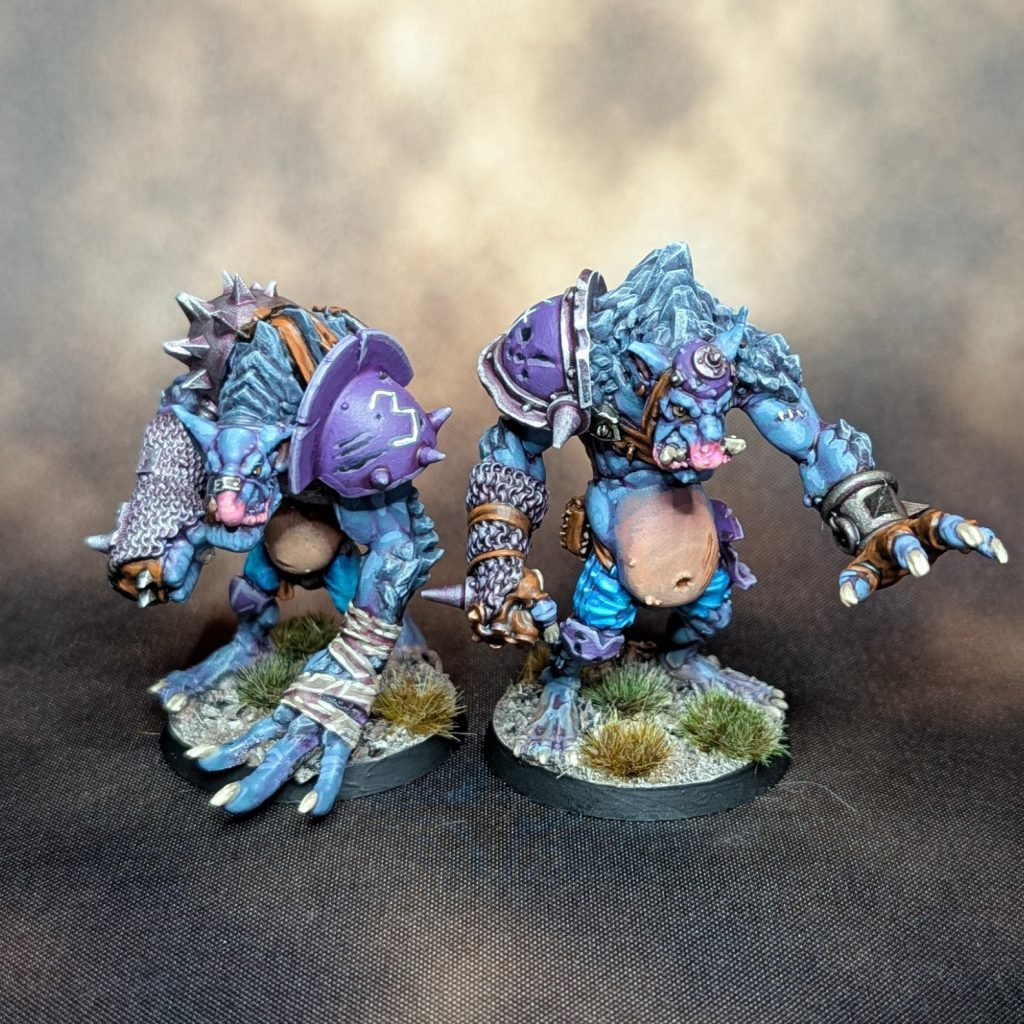 Blood Bowl Trolls (sculpted by BruteFun) painted by Crab-stuffed Mushrooms (Joey K)