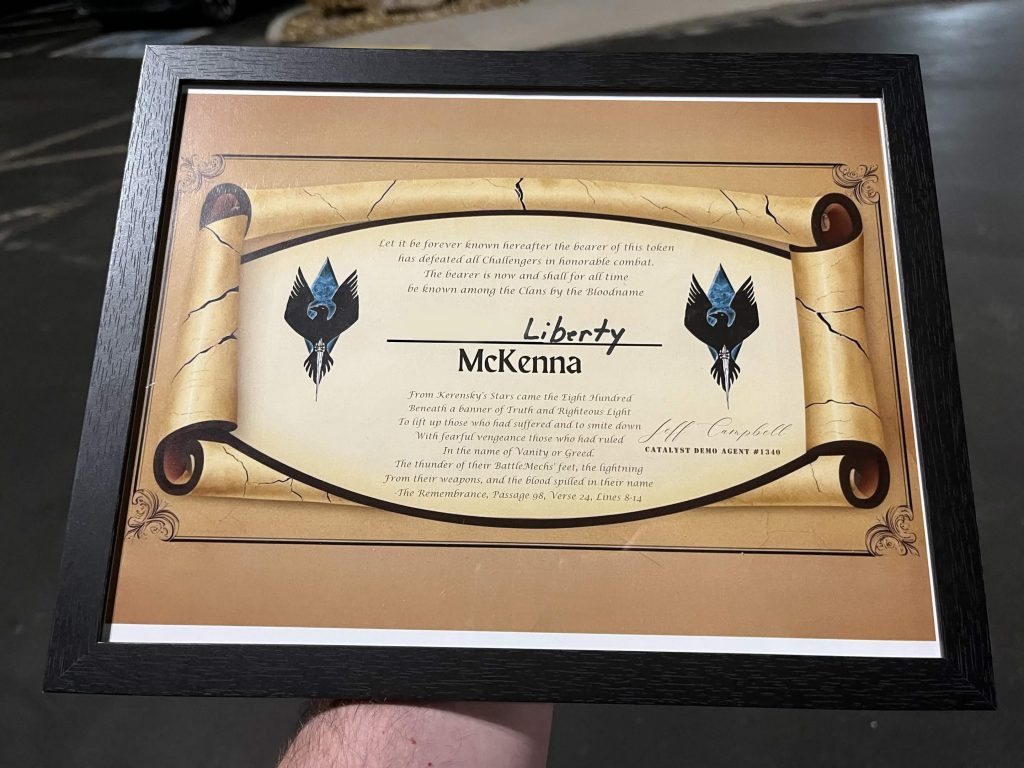 Got a Certifricate and everything, Credit: Liberty McKenna